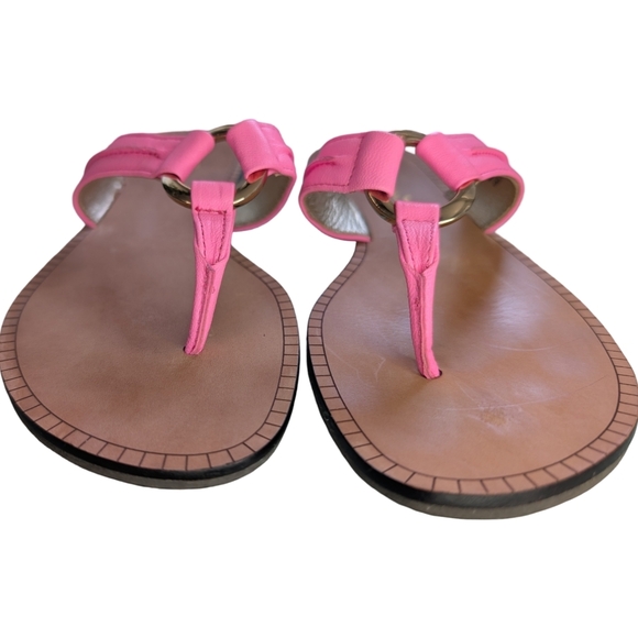 Lilly Pulitzer McKim Pink Tropics Leather T-Strap Sandals Size 6.5 - Nearly New - Picture 6 of 9